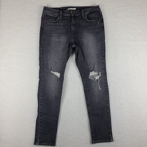Levi's 721‎ Jeans Womens 32x30 Gray High Rise Skinny Distress Dark Wash Denim